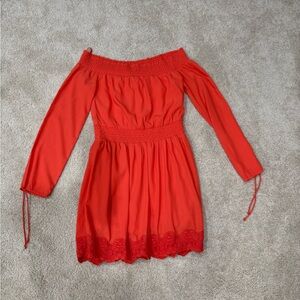 Abercrombie & Fitch Bright Red Smocked Dress